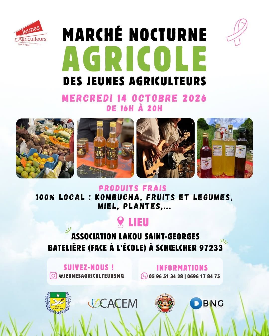 Affiche : 🌿🍯 LE MARCHÉ NOCTURNE DES JEUNES AGRICULTEURS VOUS ATTEND ! 🇲🇶