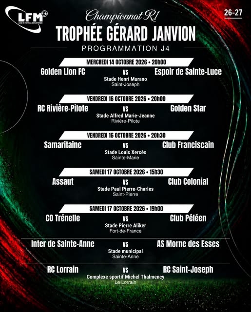 Affiche : Trophée Gérard Janvion - 4e journée (Régional 1)