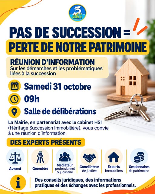 Affiche : Réunion d'information sur la succession et le patrimoine
