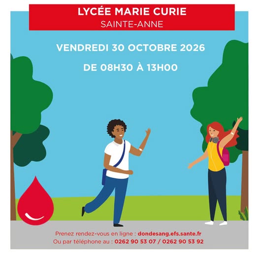 Affiche : Collecte de sang - Lycée Marie Curie