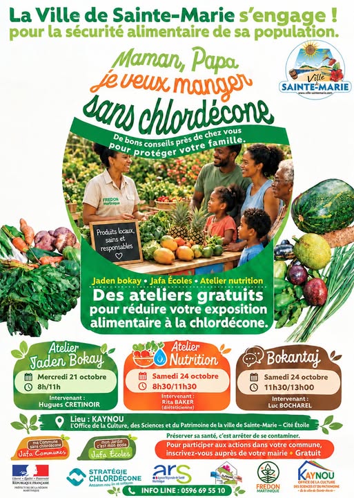Affiche : Ateliers gratuits Sécurité alimentaire & Chlordécone
