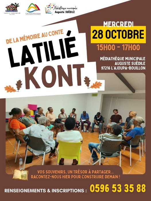 Affiche : Atelier « De la Mémoire au Conte » – Latilié Kont